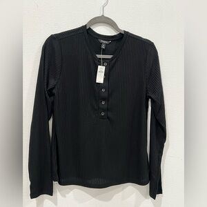 Banana Republic Black Textured Henley Top